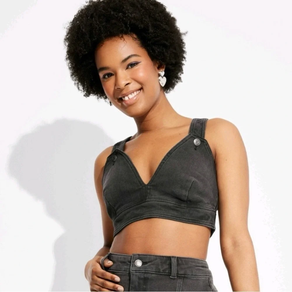 WILD FABLE | Denim Bib Crop Top